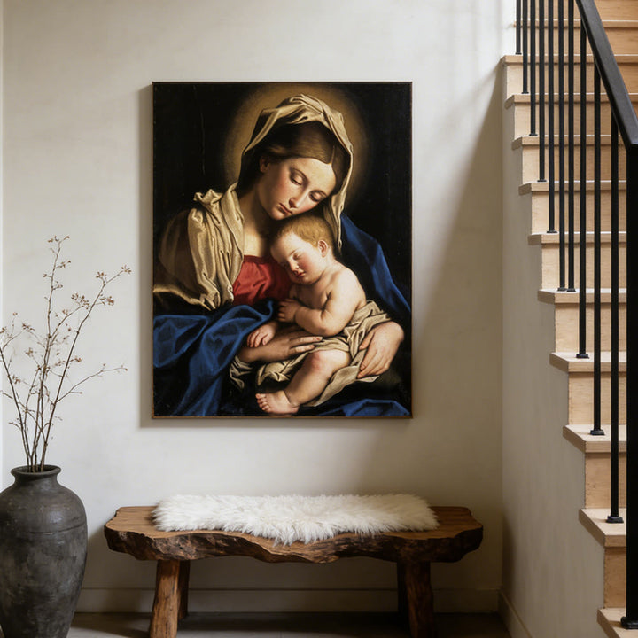 Christianartworkshop Wandbild „Schlafender Jesus mit vergoldetem Heiligenschein“: Verankern Sie Ihren Glauben in der Intimität der Heiligen Familie - image 4