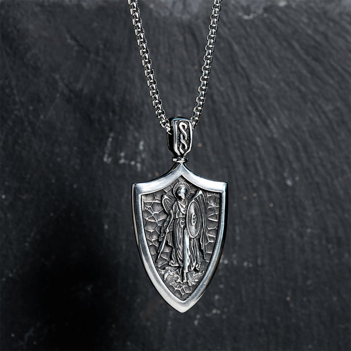 Christianartworkshop Erzengel St. Michael Schild Amulett Titan Halskette - image 1