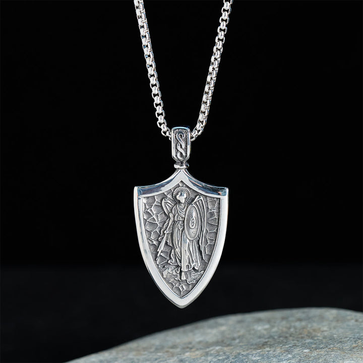 Christianartworkshop Erzengel St. Michael Schild Amulett Titan Halskette - image 4