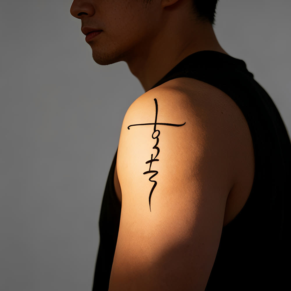 Christianartworkshop Temporäres Tattoo mit Kreuz- und Glaubensmotiv: Elegante Linienkunst für tägliche Glaubenserinnerungen - image 1