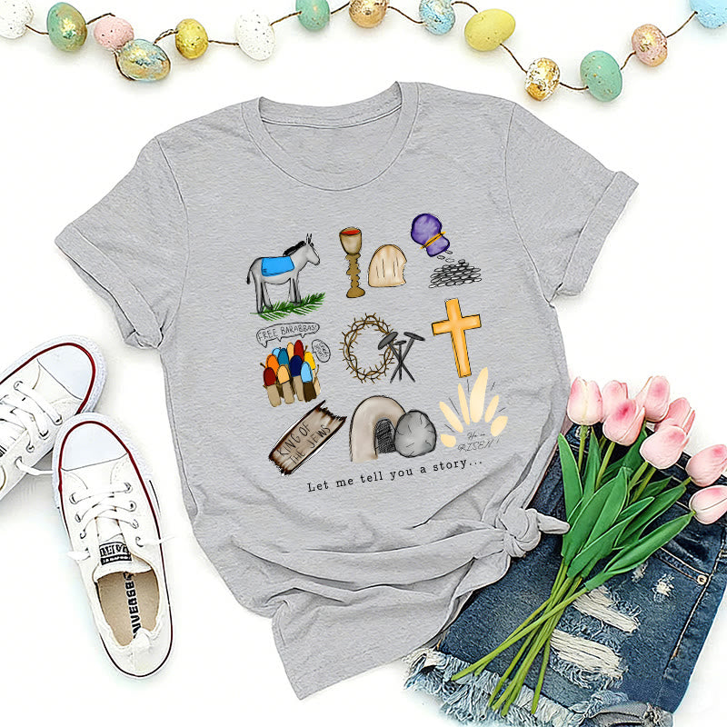 Christianartworkshop Ostergeschichte Collage Premium T-Shirt - Grau - 2XL - image 2