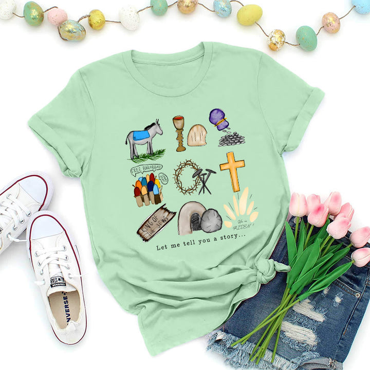 Christianartworkshop Ostergeschichte Collage Premium T-Shirt - Hellgrün - 2XL - image 7