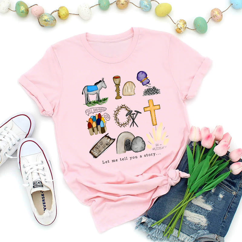 Christianartworkshop Ostergeschichte Collage Premium T-Shirt - Rosa - 2XL - image 1