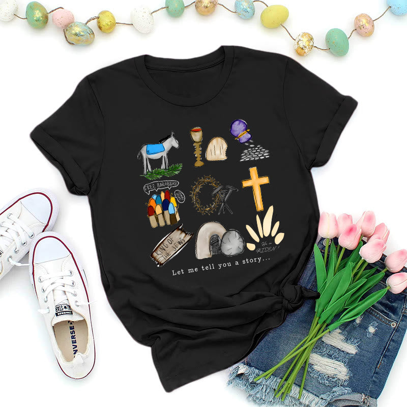Christianartworkshop Ostergeschichte Collage Premium T-Shirt - Schwarz - 2XL - image 4