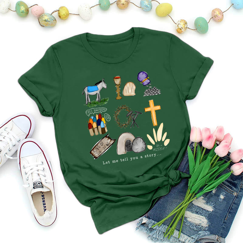 Christianartworkshop Ostergeschichte Collage Premium T-Shirt - Dunkelgrün - 2XL - image 5