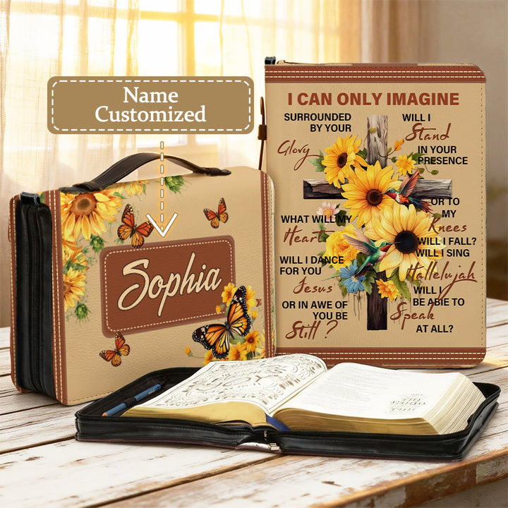 Christianartworkshop Ich kann mir nur vorstellen Sonnenblumen-Bibelcover: Ehrfurcht vor seiner Herrlichkeit - 2XL - Name personalisiert - image 1