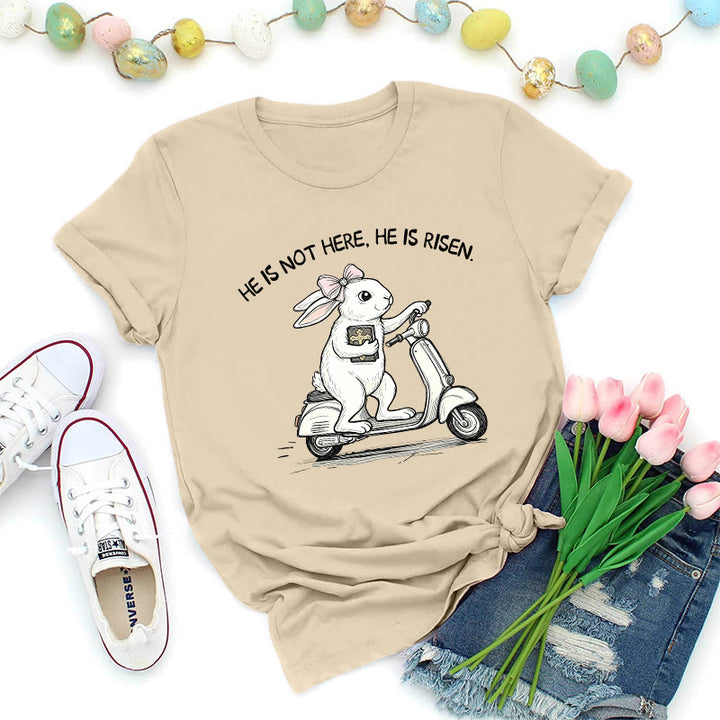 Christianartworkshop Er ist auferstanden – Osterhase-Scooter-Premium-T-Shirt - Beige - 2XL - image 3