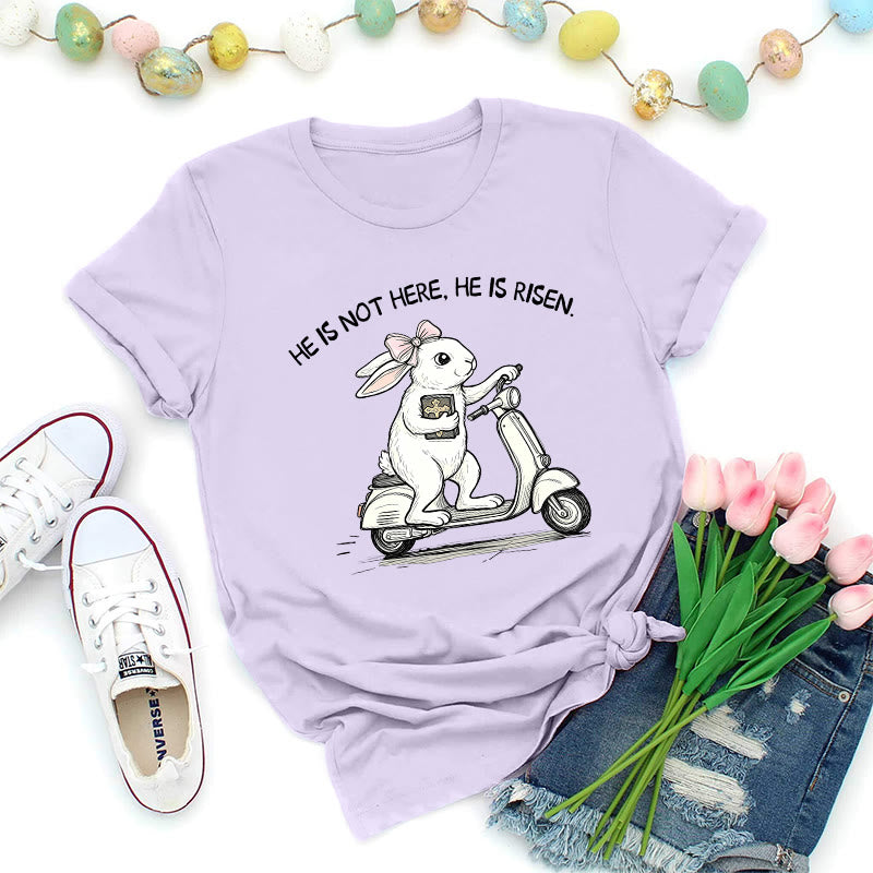 Christianartworkshop Er ist auferstanden – Osterhase-Scooter-Premium-T-Shirt - Lila - 2XL - image 0