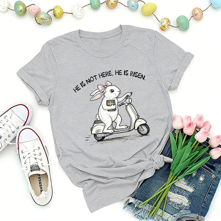 Christianartworkshop Er ist auferstanden – Osterhase-Scooter-Premium-T-Shirt - Grau - 2XL - image 5