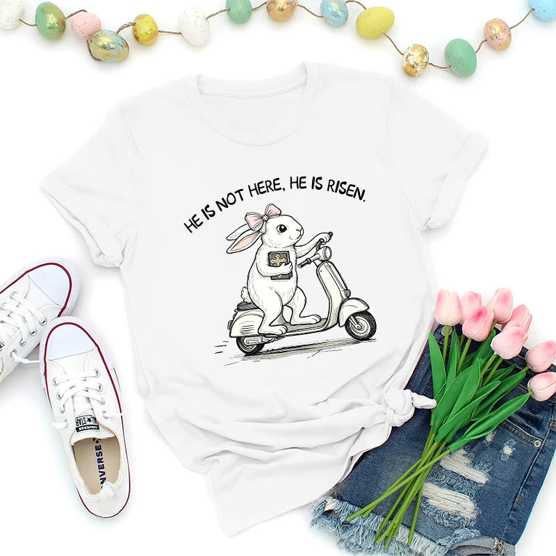 Christianartworkshop Er ist auferstanden – Osterhase-Scooter-Premium-T-Shirt - Weiß - 2XL - image 6