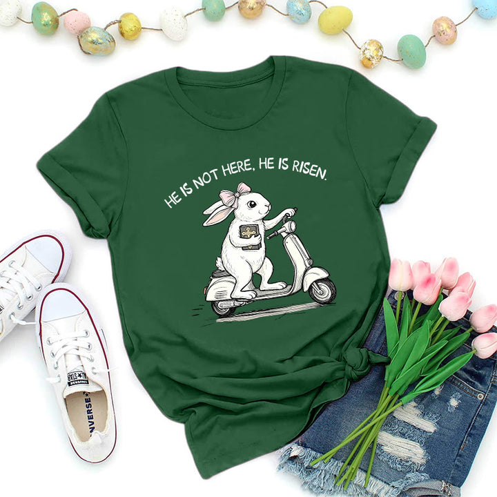 Christianartworkshop Er ist auferstanden – Osterhase-Scooter-Premium-T-Shirt - Dunkelgrün - 2XL - image 8