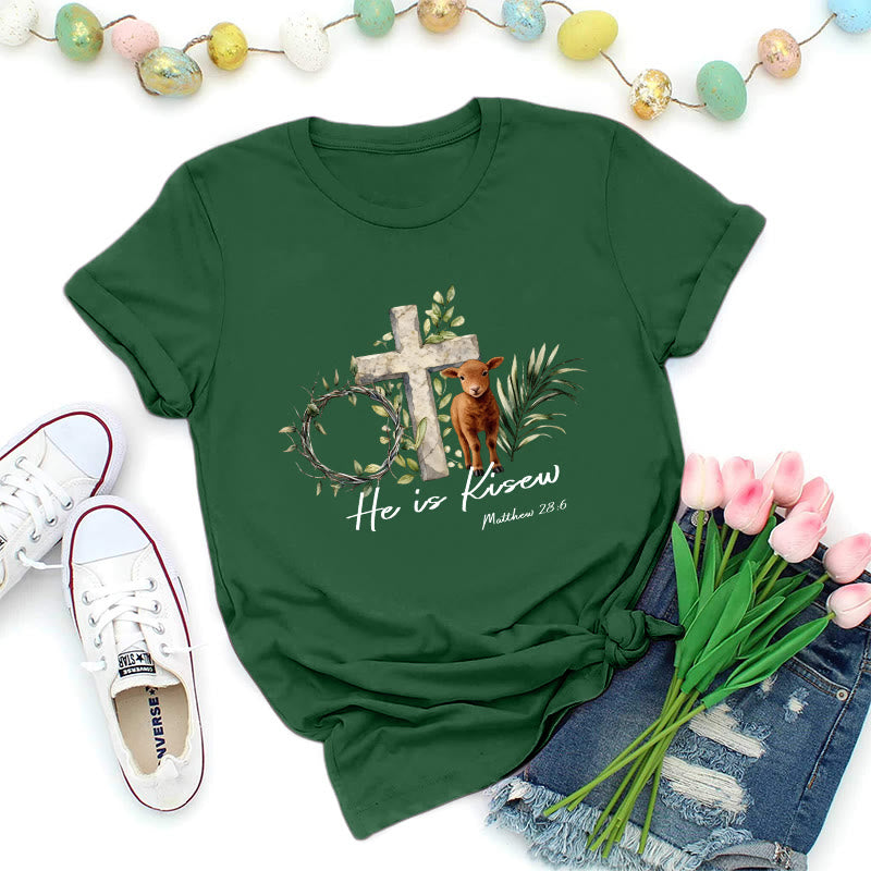 Christianartworkshop Er ist auferstanden! Matthäus 28,6 – Premium-T-Shirt - Dunkelgrün - 2XL - image 0