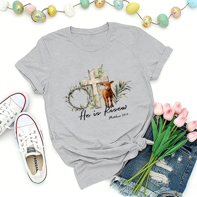Christianartworkshop Er ist auferstanden! Matthäus 28,6 – Premium-T-Shirt - Grau - 2XL - image 6