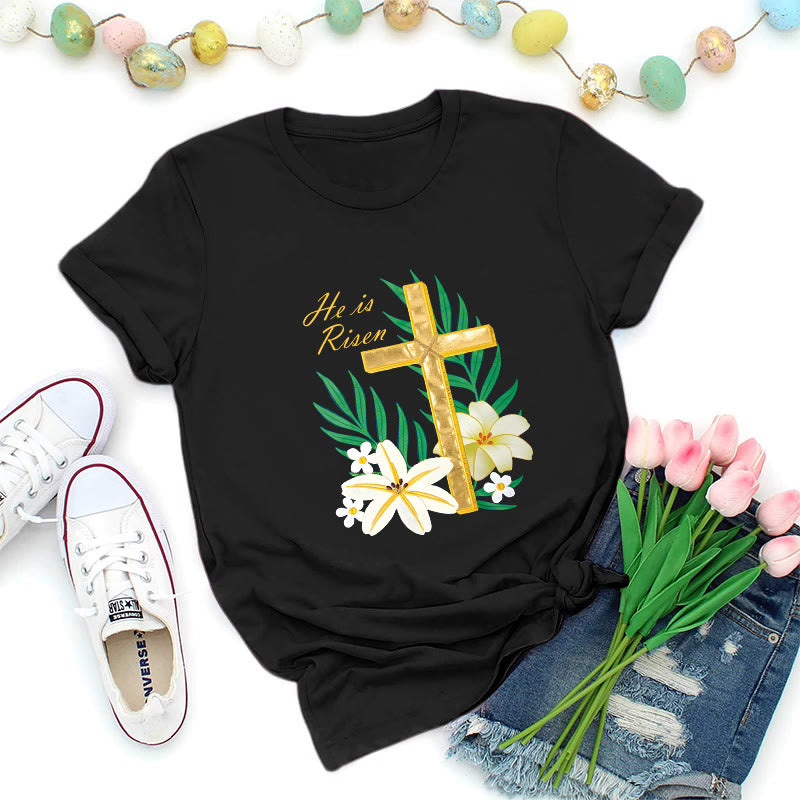 Christianartworkshop T-Shirt „Auferstehungsruhm – Goldenes Kreuz“ - Schwarz - 2XL - image 7