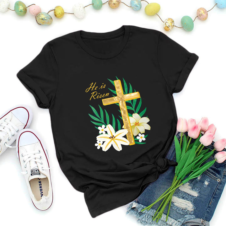 Christianartworkshop T-Shirt „Auferstehungsruhm – Goldenes Kreuz“ - Schwarz - 2XL - image 7