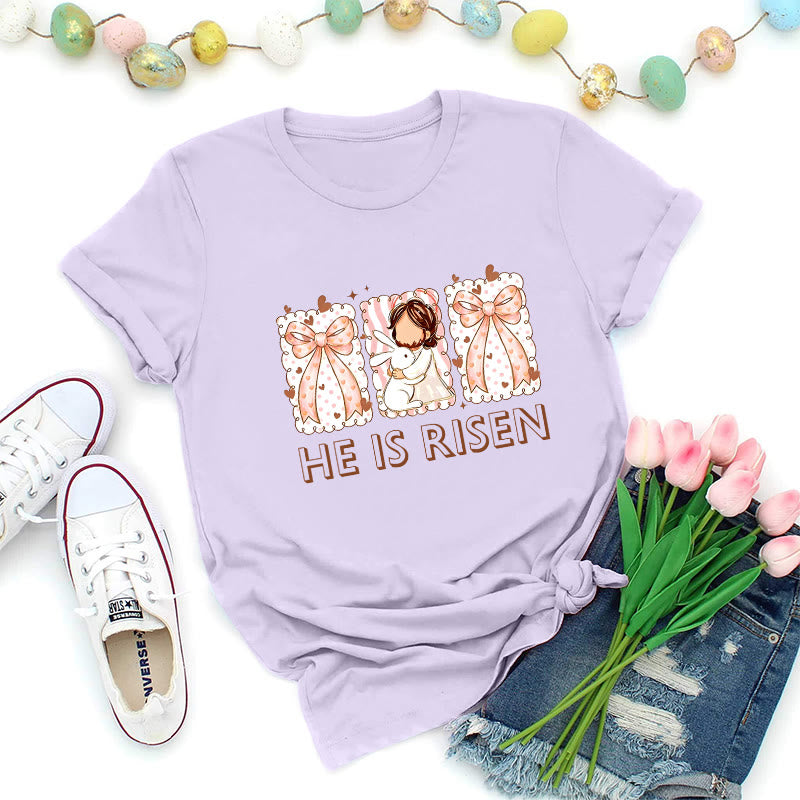 Christianartworkshop Osterhasen-Mädchen-Auferstehungs-T-Shirt - Lila - 2XL - image 1