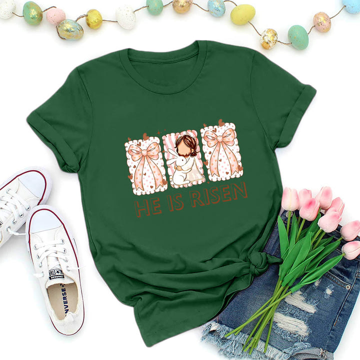 Christianartworkshop Osterhasen-Mädchen-Auferstehungs-T-Shirt - Dunkelgrün - 2XL - image 0