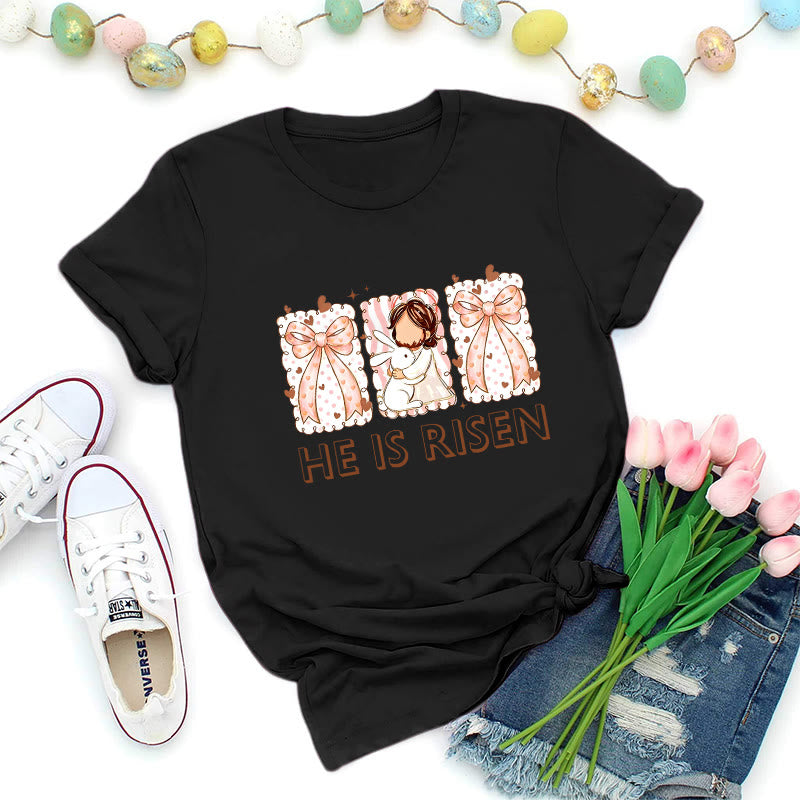 Christianartworkshop Osterhasen-Mädchen-Auferstehungs-T-Shirt - Schwarz - 2XL - image 8