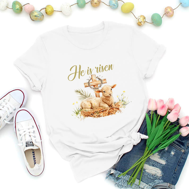 Christianartworkshop Oster-T-Shirt mit Lamm und Kreuz - Weiß - 2XL - image 8