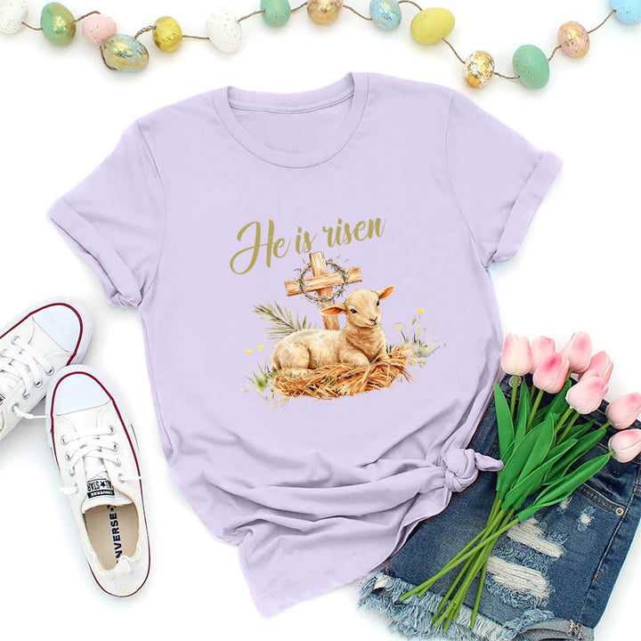 Christianartworkshop Oster-T-Shirt mit Lamm und Kreuz - Lila - 2XL - image 2