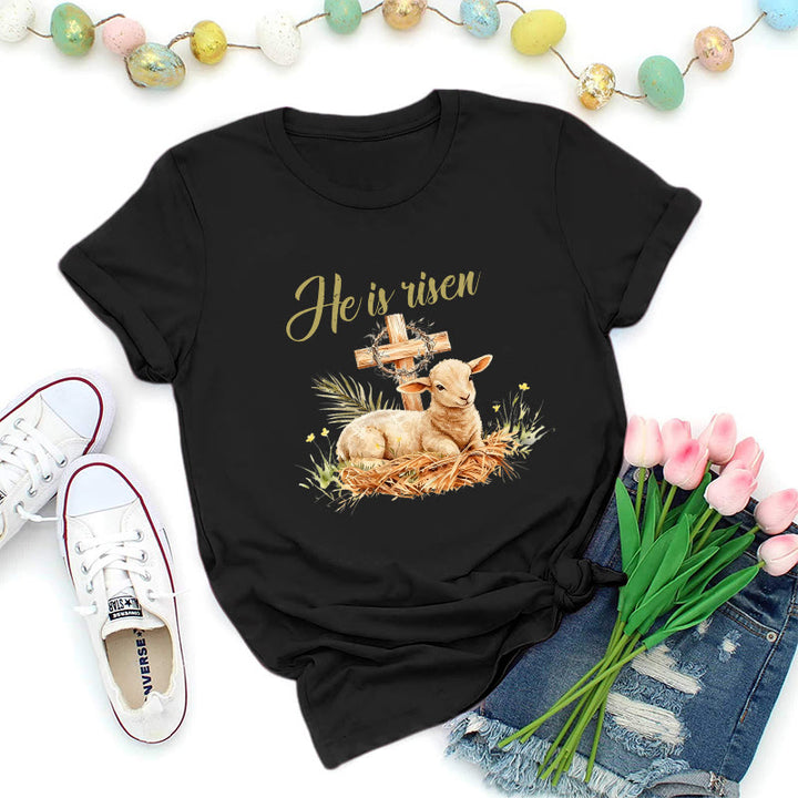 Christianartworkshop Oster-T-Shirt mit Lamm und Kreuz - Schwarz - 2XL - image 0