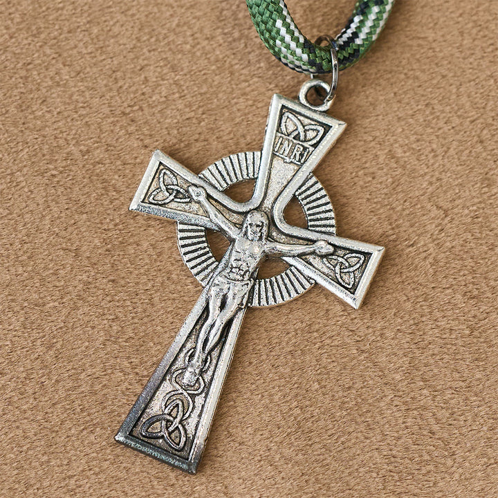 Christianartworkshop Osterrosenkranz aus grünem Aventurin mit Anhänger des Heiligen Michael und keltischem Kreuz - image 5