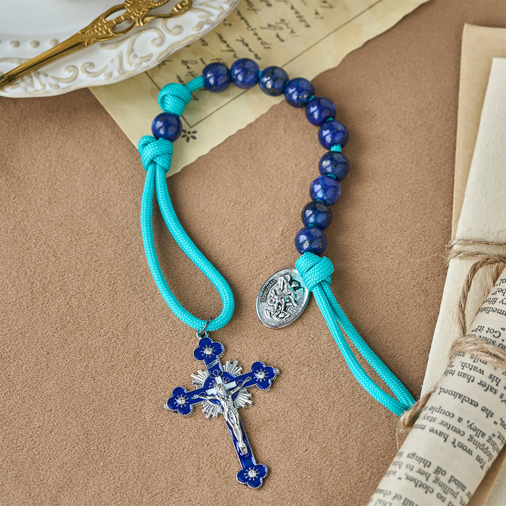 Christianartworkshop Rosenkranz aus Lapislazuli-Paracord mit dem Schutzpatron St. Michael - image 3