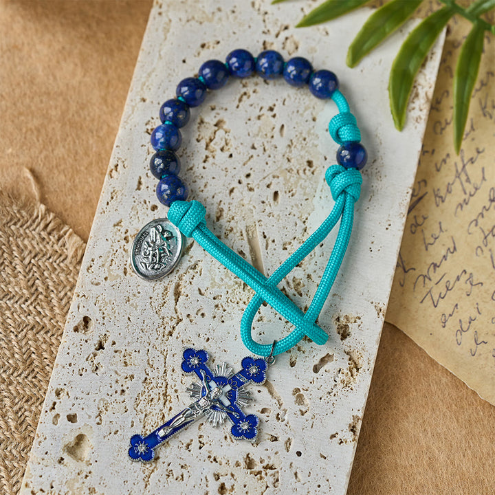 Christianartworkshop Rosenkranz aus Lapislazuli-Paracord mit dem Schutzpatron St. Michael - image 2