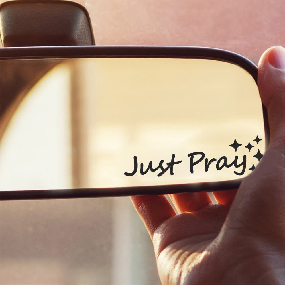 Christianartworkshop Autoaufkleber „Just Pray“ mit Sternenakzent: Eine tägliche Erinnerung an das Gebet für Fahrzeuge - Schwarz - Set mit 10 Stück - image 0