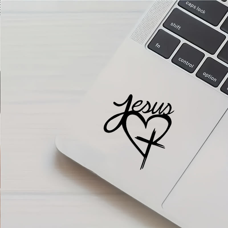 Christianartworkshop Autoaufkleber „Jesus Herz & Kreuz“: Eine sanfte Anregung zum Innehalten und Beten - Schwarz - Set mit 10 Stück - image 4