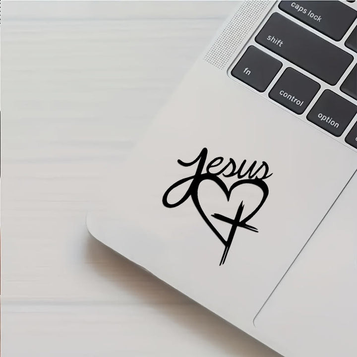 Christianartworkshop Autoaufkleber „Jesus Herz & Kreuz“: Eine sanfte Anregung zum Innehalten und Beten - Schwarz - Set mit 10 Stück - image 4