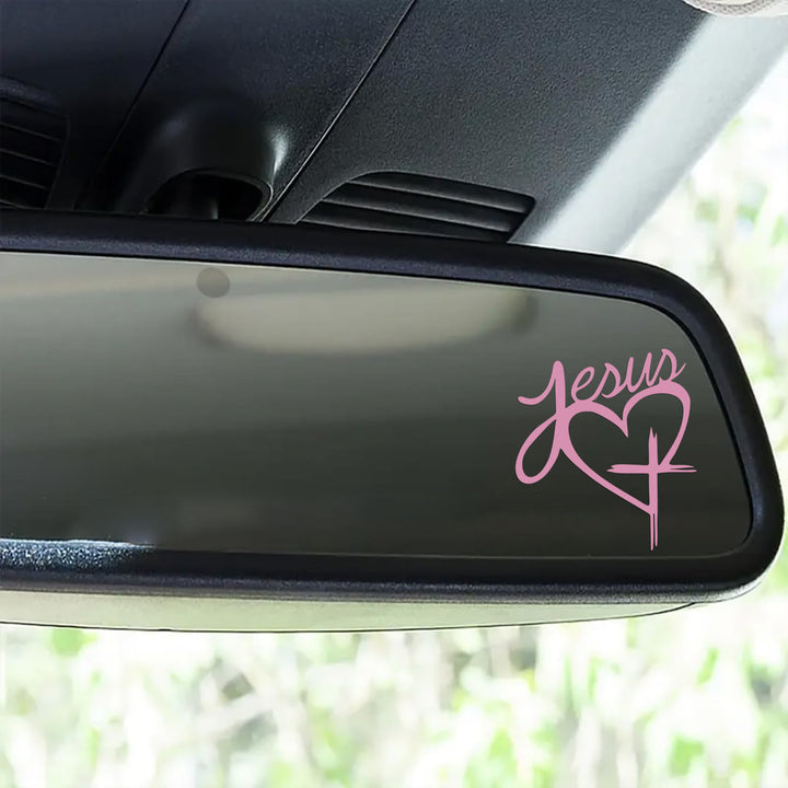 Christianartworkshop Autoaufkleber „Jesus Herz & Kreuz“: Eine sanfte Anregung zum Innehalten und Beten - Rosa - Set mit 10 Stück - image 6