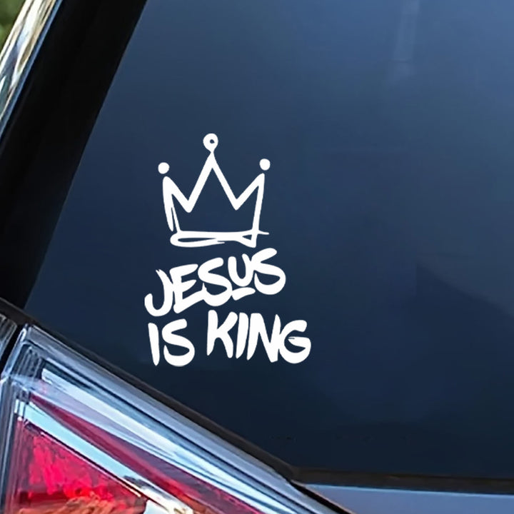 Christianartworkshop Jesus Is King Kronen-Autoaufkleber: Langlebige Dekoration für glaubensvolle Fahrten - image 1