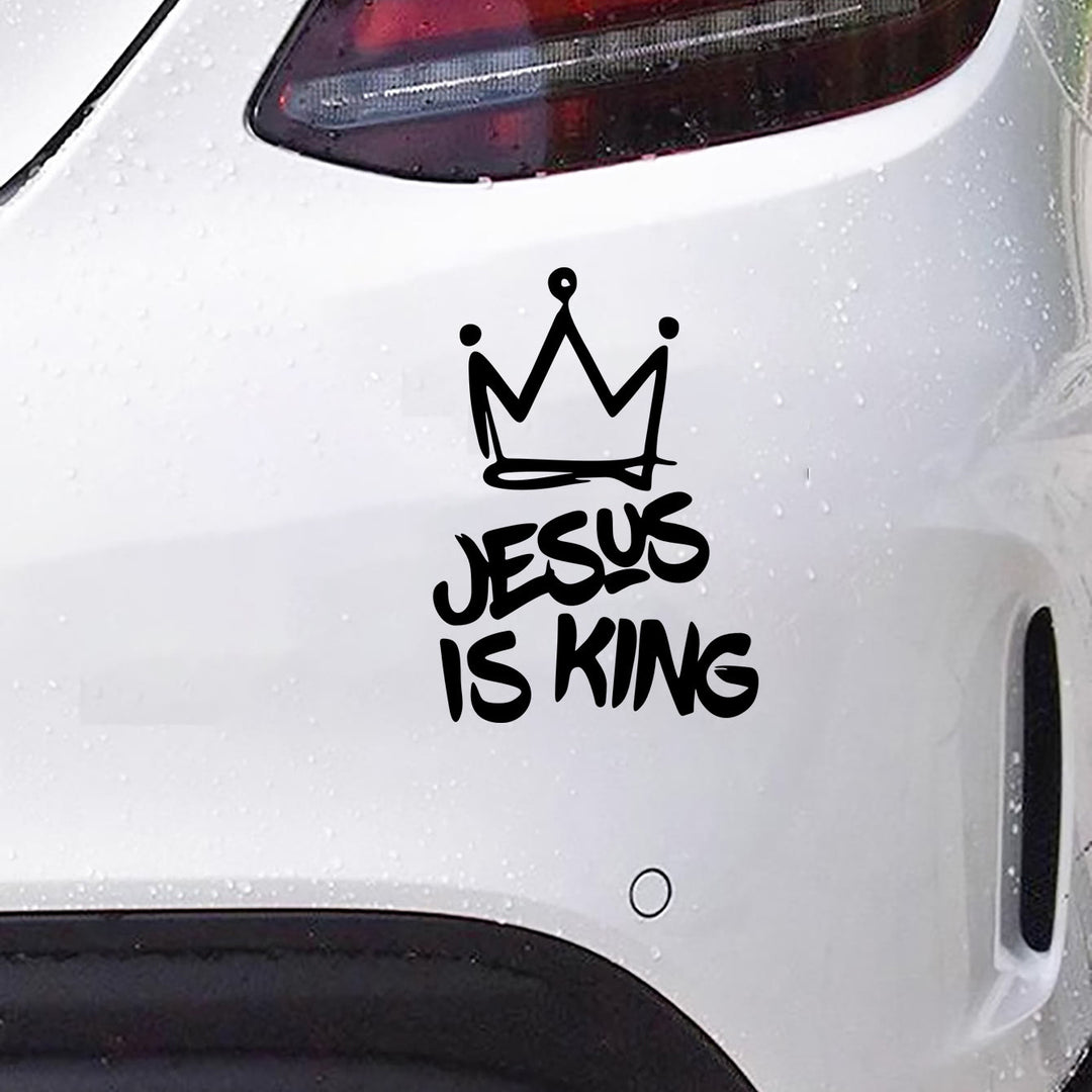 Christianartworkshop Jesus Is King Kronen-Autoaufkleber: Langlebige Dekoration für glaubensvolle Fahrten - Schwarz - Set mit 10 Stück - image 3
