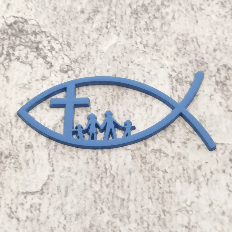 Christianartworkshop Ichthys Cross Familien-Autoemblem aus Metall: Ein Symbol des Glaubens und der familiären Bindung für Fahrzeuge - Blau - Set mit 10 Stück - image 8
