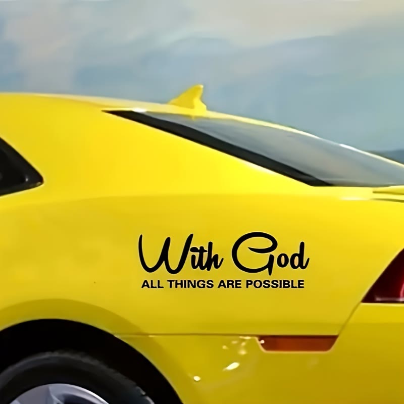 Christianartworkshop Autoaufkleber „Gottes grenzenlose Macht“: Mit Gott ist alles möglich (Vinylaufkleber) - Schwarz - Set mit 10 Stück - image 0