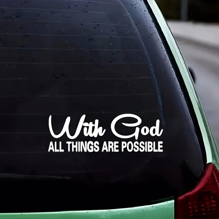 Christianartworkshop Autoaufkleber „Gottes grenzenlose Macht“: Mit Gott ist alles möglich (Vinylaufkleber) - Weiß - Set mit 10 Stück - image 5