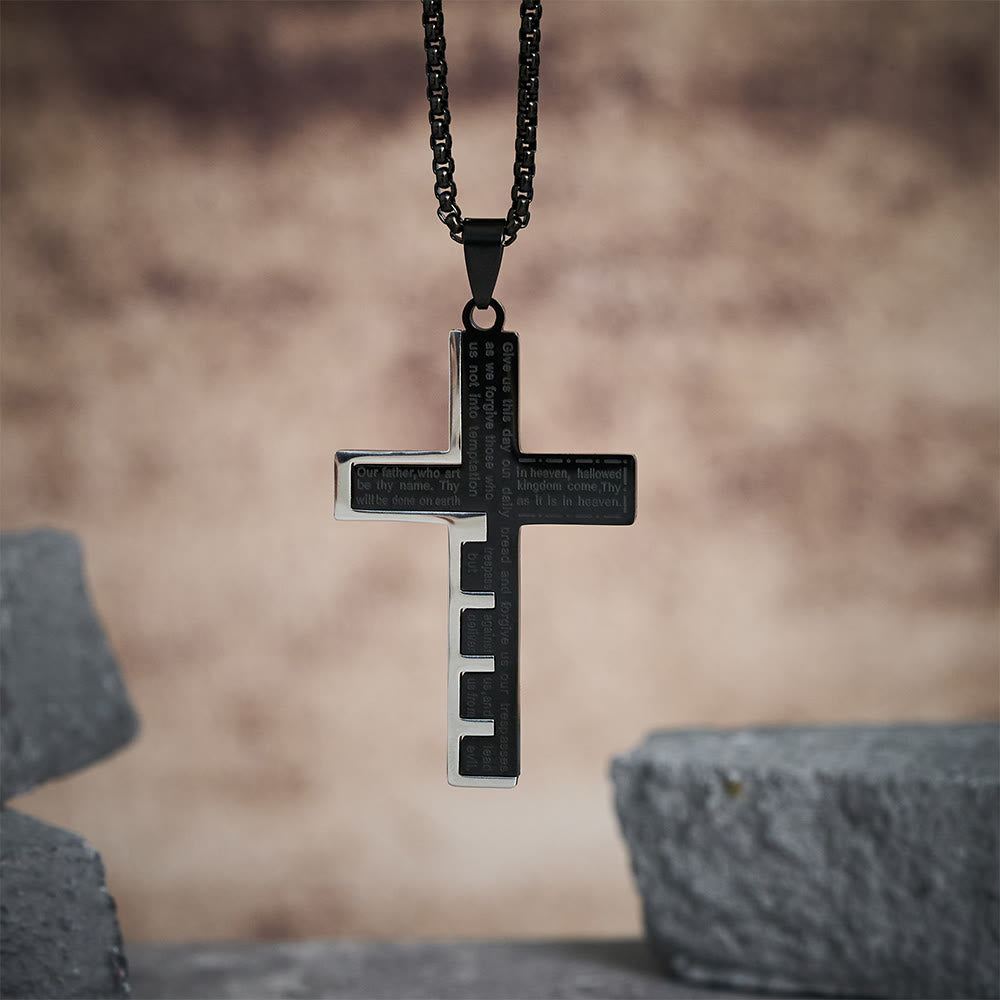 Christianartworkshop Moderne dreifarbige Halskette mit Kreuz des Vaterunsers: Ein zeitloses Symbol des Heiligen - image 7