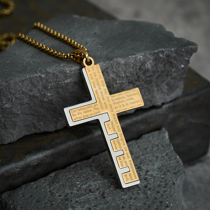 Christianartworkshop Moderne dreifarbige Halskette mit Kreuz des Vaterunsers: Ein zeitloses Symbol des Heiligen - image 3