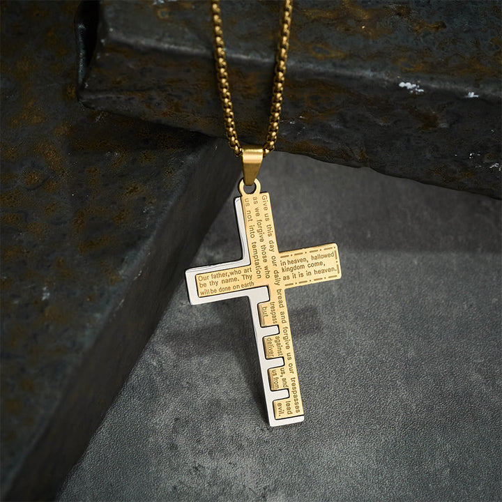 Christianartworkshop Moderne dreifarbige Halskette mit Kreuz des Vaterunsers: Ein zeitloses Symbol des Heiligen - image 4