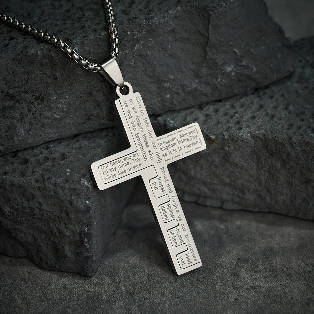 Christianartworkshop Moderne dreifarbige Halskette mit Kreuz des Vaterunsers: Ein zeitloses Symbol des Heiligen - Silber - image 11