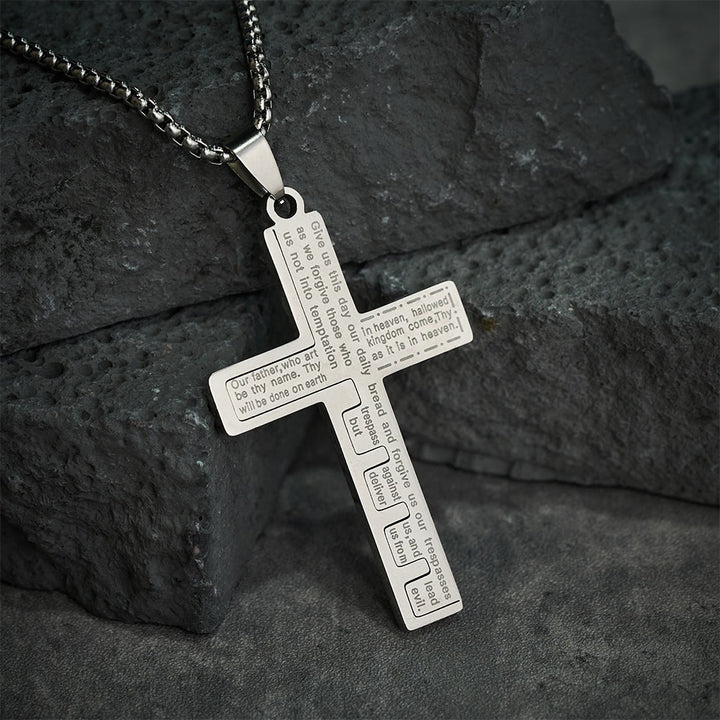 Christianartworkshop Moderne dreifarbige Halskette mit Kreuz des Vaterunsers: Ein zeitloses Symbol des Heiligen - Silber - image 11