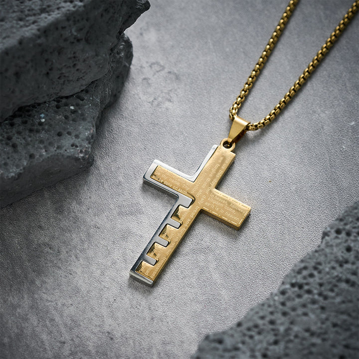 Christianartworkshop Moderne dreifarbige Halskette mit Kreuz des Vaterunsers: Ein zeitloses Symbol des Heiligen - image 5