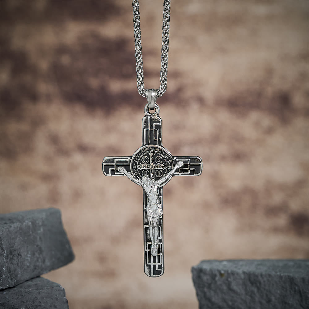 Christianartworkshop Klassische Retro-Halskette mit Kruzifix und St.-Benedikt-Medaille zum Schutz - image 12