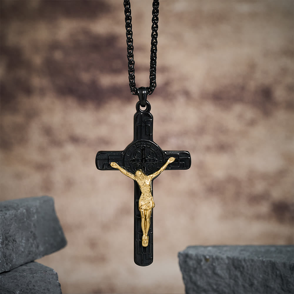 Christianartworkshop Klassische Retro-Halskette mit Kruzifix und St.-Benedikt-Medaille zum Schutz - image 7