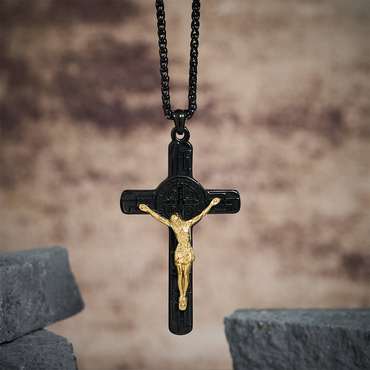 Christianartworkshop Klassische Retro-Halskette mit Kruzifix und St.-Benedikt-Medaille zum Schutz - image 7