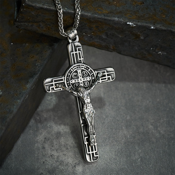 Christianartworkshop Klassische Retro-Halskette mit Kruzifix und St.-Benedikt-Medaille zum Schutz - image 15