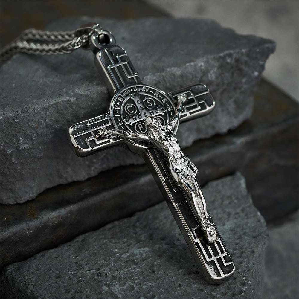 Christianartworkshop Klassische Retro-Halskette mit Kruzifix und St.-Benedikt-Medaille zum Schutz - image 13