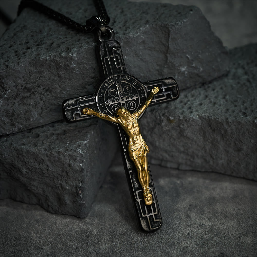 Christianartworkshop Klassische Retro-Halskette mit Kruzifix und St.-Benedikt-Medaille zum Schutz - image 10