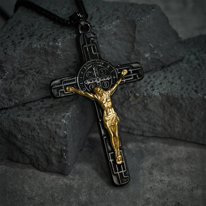 Christianartworkshop Klassische Retro-Halskette mit Kruzifix und St.-Benedikt-Medaille zum Schutz - image 10
